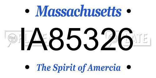 IA85326 Massachusetts License Plate