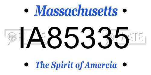 IA85335 Massachusetts License Plate
