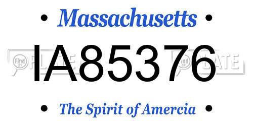 IA85376 Massachusetts License Plate