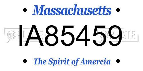 IA85459 Massachusetts License Plate