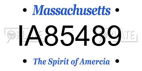 IA85489 Massachusetts License Plate