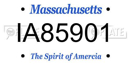 IA85901 Massachusetts License Plate