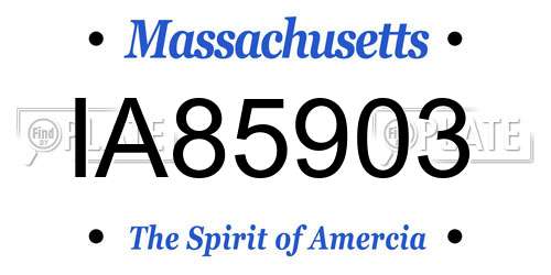 IA85903 Massachusetts License Plate