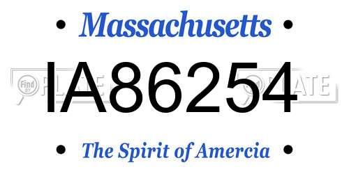 IA86254 Massachusetts License Plate