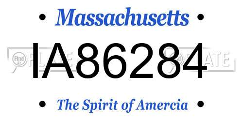 IA86284 Massachusetts License Plate