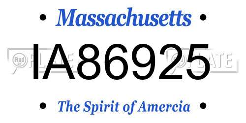 IA86925 Massachusetts License Plate