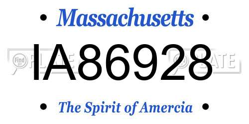 IA86928 Massachusetts License Plate