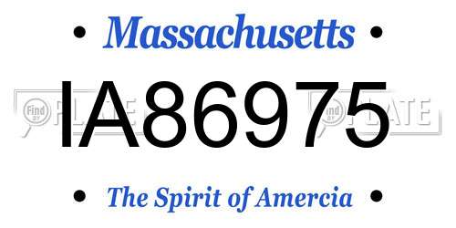 IA86975 Massachusetts License Plate