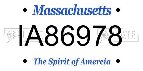 IA86978 Massachusetts License Plate