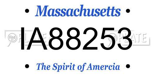 IA88253 Massachusetts License Plate