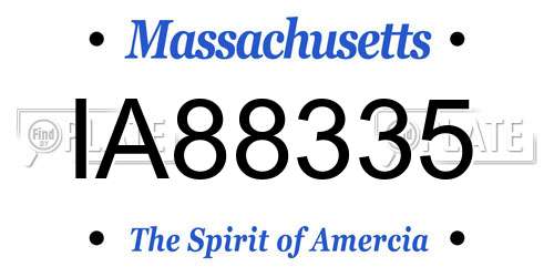 IA88335 Massachusetts License Plate