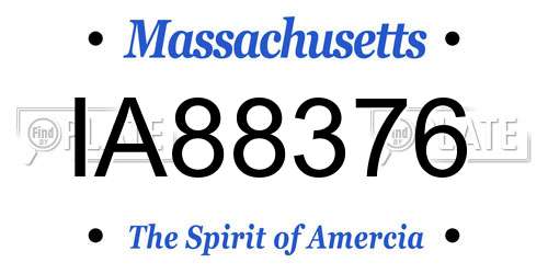 IA88376 Massachusetts License Plate
