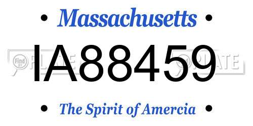 IA88459 Massachusetts License Plate