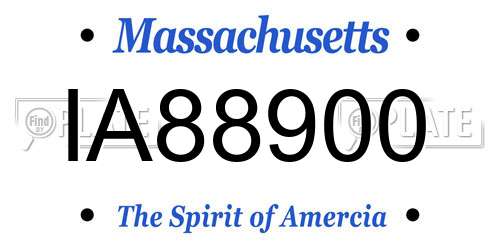 IA88900 Massachusetts License Plate