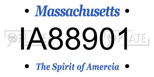 IA88901 Massachusetts License Plate