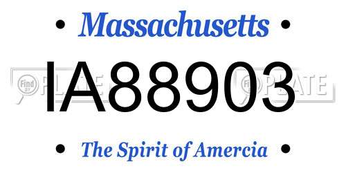 IA88903 Massachusetts License Plate