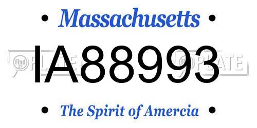 IA88993 Massachusetts License Plate