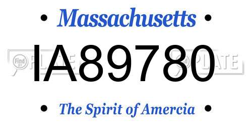 IA89780 Massachusetts License Plate
