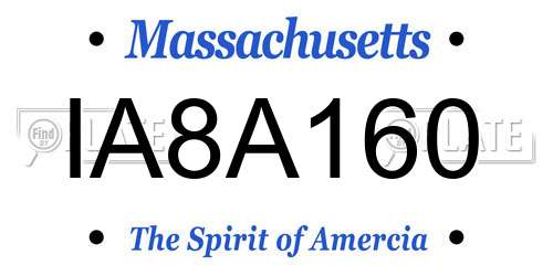 IA8A160 Massachusetts License Plate