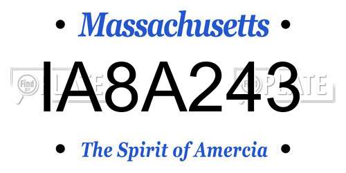 IA8A243 Massachusetts License Plate