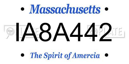 IA8A442 Massachusetts License Plate