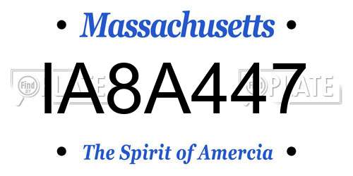 IA8A447 Massachusetts License Plate