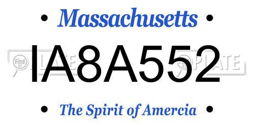 IA8A552 Massachusetts License Plate