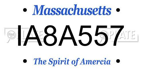 IA8A557 Massachusetts License Plate