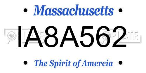 IA8A562 Massachusetts License Plate