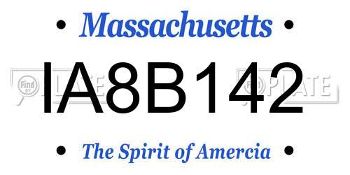 IA8B142 Massachusetts License Plate