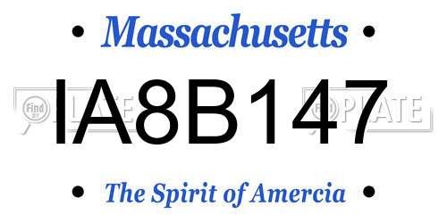 IA8B147 Massachusetts License Plate