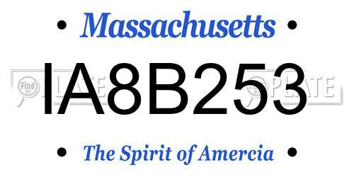 IA8B253 Massachusetts License Plate