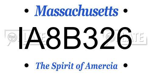 IA8B326 Massachusetts License Plate