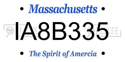 IA8B335 Massachusetts License Plate