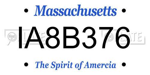 IA8B376 Massachusetts License Plate