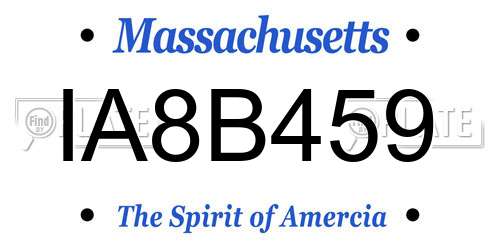 IA8B459 Massachusetts License Plate