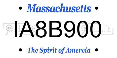 IA8B900 Massachusetts License Plate