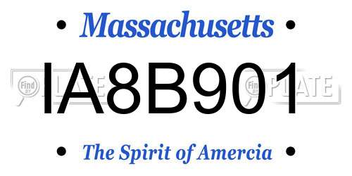 IA8B901 Massachusetts License Plate