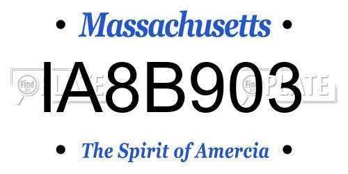 IA8B903 Massachusetts License Plate