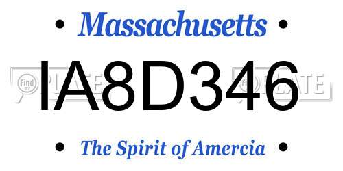 IA8D346 Massachusetts License Plate