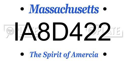 IA8D422 Massachusetts License Plate