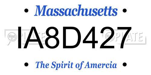 IA8D427 Massachusetts License Plate