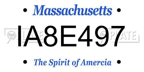 IA8E497 Massachusetts License Plate