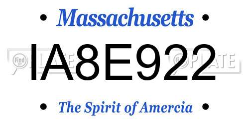 IA8E922 Massachusetts License Plate
