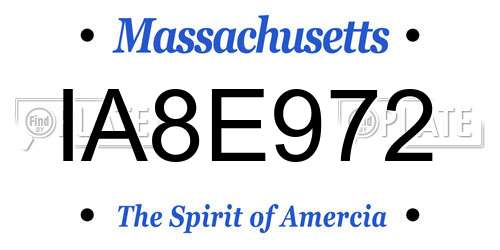 IA8E972 Massachusetts License Plate