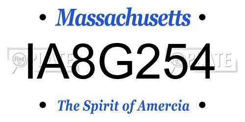 IA8G254 Massachusetts License Plate