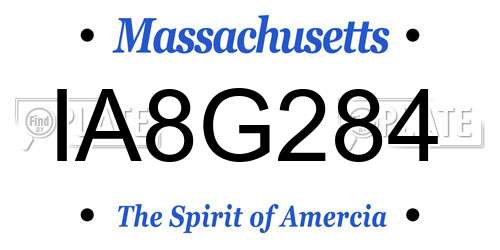 IA8G284 Massachusetts License Plate