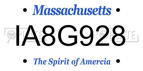 IA8G928 Massachusetts License Plate