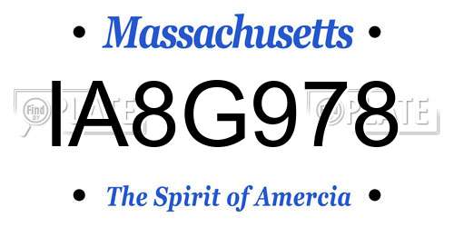 IA8G978 Massachusetts License Plate