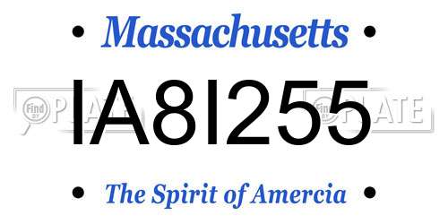 IA8I255 Massachusetts License Plate